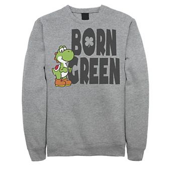 Men's Nintendo Super Mario Born Green St Patricks Day Sweatshirt