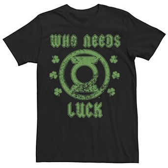 Men's DC Comics St. Patrick's Day Green Lantern Who Needs Luck Tee