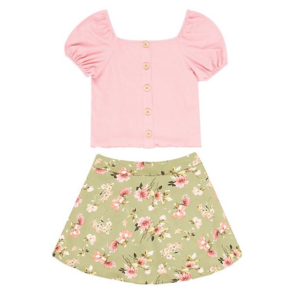 Girls 7-16 Speechless Button Front Top and Floral Skirt Set in Regular ...