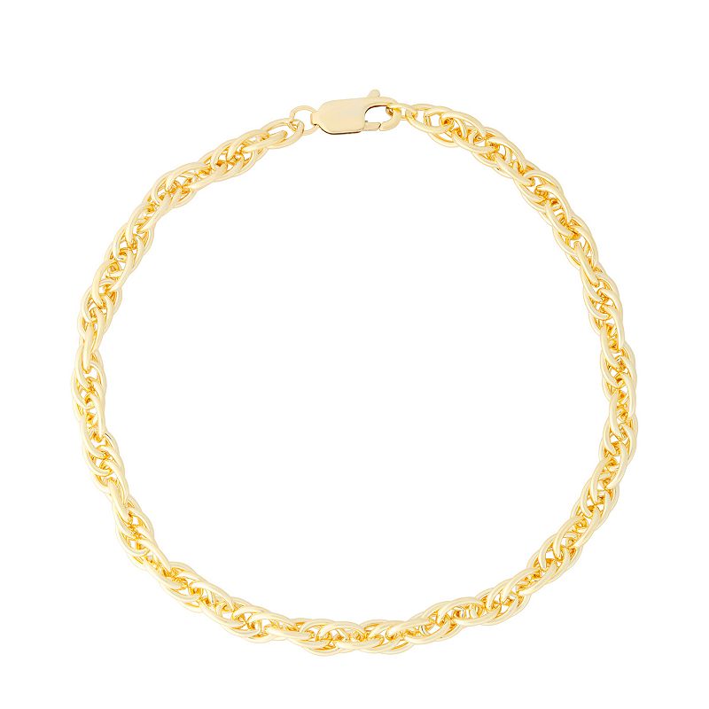 Mens 14k Gold Filled 4.5 mm Rope Chain Bracelet, Size: 8.5