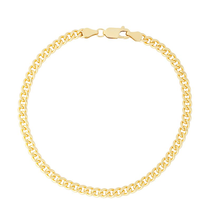 Mens 14k Gold Filled 4.2 mm Flat Curb Chain Bracelet, Size: 8.5