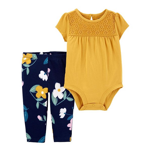 Baby Girl Carter's Eyelet Bodysuit & Floral Pants Set