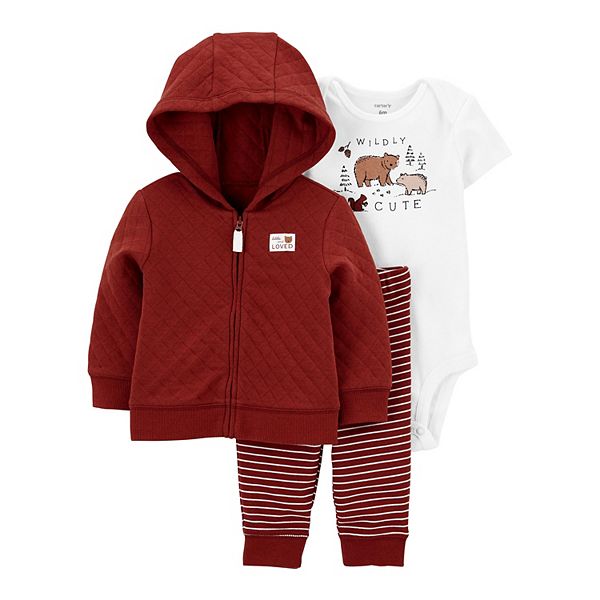 Baby Carter's 3Piece Quilted Cardigan, Bodysuit & Pants Set