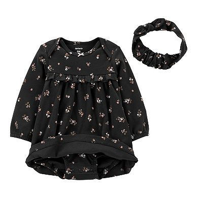 Baby Girl Carter's 2-Piece Floral Bodysuit Dress & Headband Set