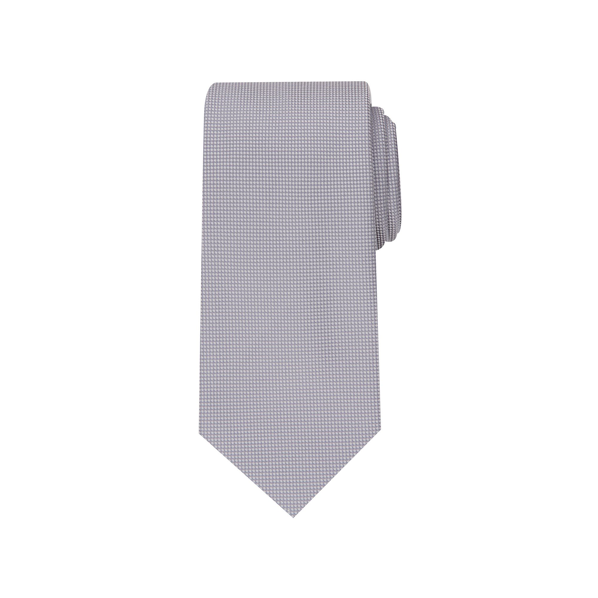 Big & Tall Bespoke Oxford Solid Extra-Long Tie, Size: X LONG, Silver Oxford