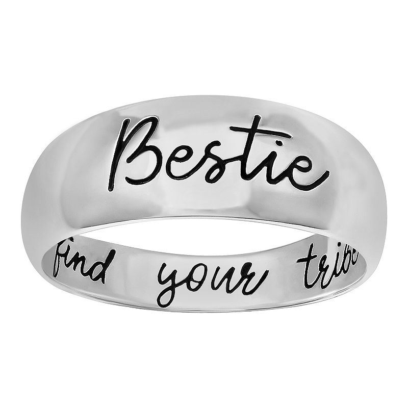 PRIMROSE Sterling Silver Bestie Find Your Tribe Band Ring, Womens, Si