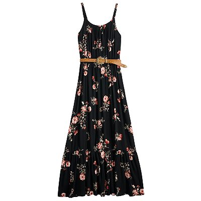 Juniors WallFlower Peasant Maxi Dress with Belt