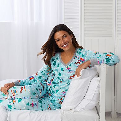 Women's Cuddl Duds® Velour Long Sleeve Pajama Top & Banded Bottom Pajama Pants Set