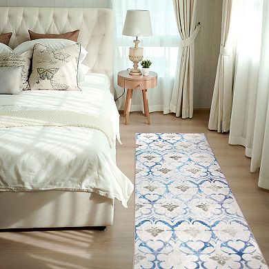 My Magic Carpet Leilani Damask Machine Washable Rug