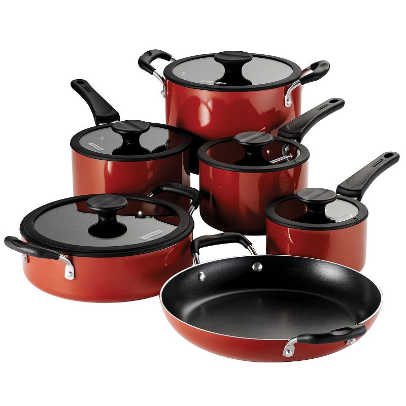 Anolon SmartStack Hard-Anodized Nesting Cookware Set, 10-Piece, Black 