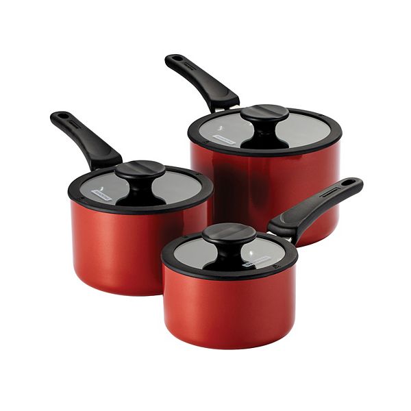 Cookware 6Piece Non Stick Cooking Saucepans Pots Set With Glass Lids 