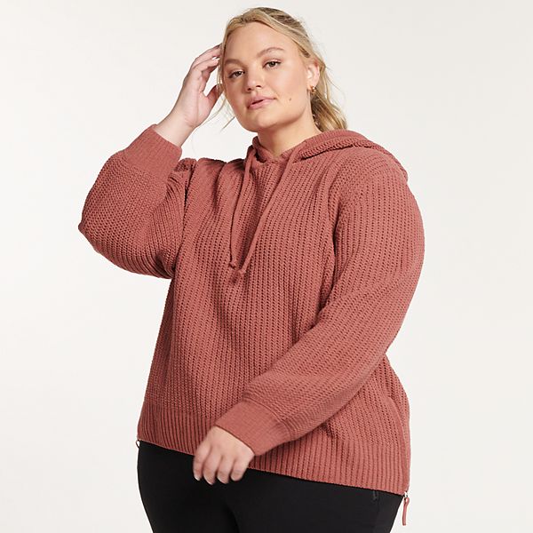 Plus Size FLX Side-Zip Chenille Hooded Sweater