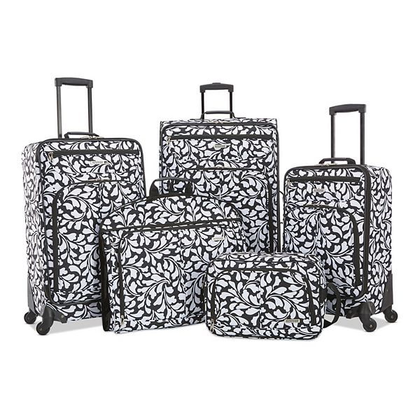 American Tourister Arrival 5Piece Softside Spinner Luggage Set Black White Floral BrickSeek