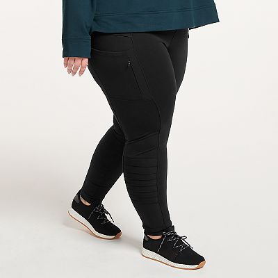 Plus Size FLX High Waisted Pocket Moto Leggings