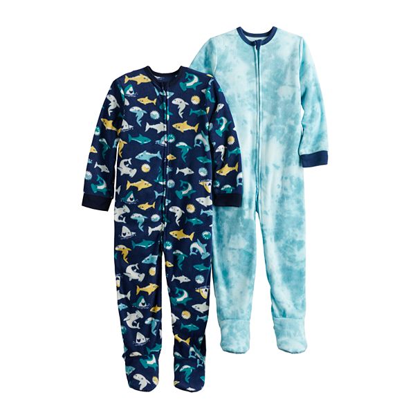 Toddler Jumping Beans 2 Pack Fleece Shark Footed Pajamas