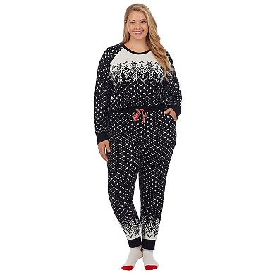Plus Size Cuddl Duds® Brushed Knit 3-pc. Pajama Top, Banded Bottom ...