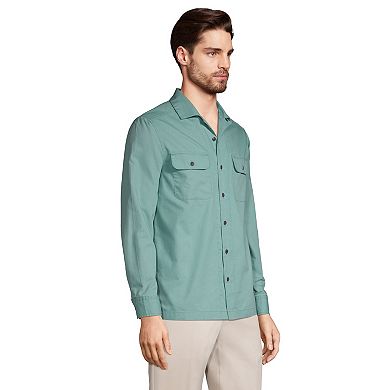 Men's Lands' End Traditional-Fit Textured Camp-Collar Button-Down Shirt