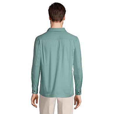 Men's Lands' End Traditional-Fit Textured Camp-Collar Button-Down Shirt