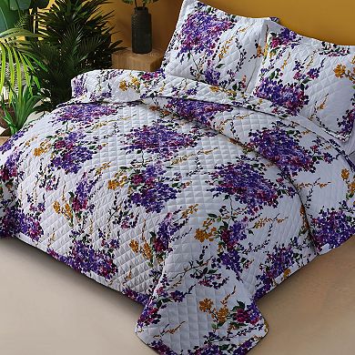 Azores Home Chloe Printed Oversized Quilt Set with Shams