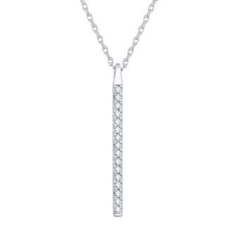 10k White Gold 1/5 Carat T.W. Diamond Stick Pendant Necklace