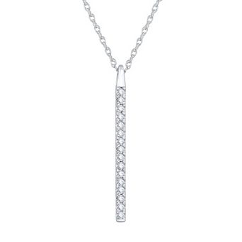 Diamond Medley 10k White Gold 1/5 Carat T.W. Diamond Stick Pendant Necklace