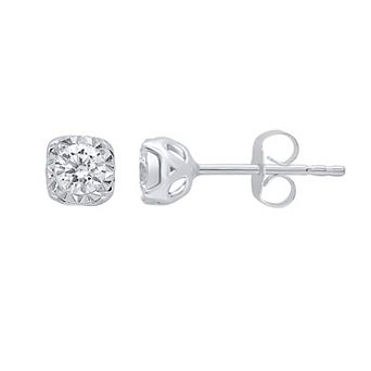 Diamond Medley 10k White Gold 1/4 Carat T.W. Diamond Solitaire Stud Earrings