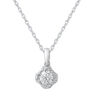 Diamond Medley 10k White Gold 1/4 Carat T.W. Diamond Solitaire Pendant Necklace