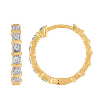 Diamond Medley 10k Gold 1/10 Carat T.W. Diamond Hoop Earrings