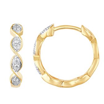 10k Gold 1/8 Carat T.W. Diamond Hoop Earrings