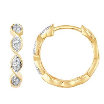 Diamond Medley 10k Gold 1/8 Carat T.W. Diamond Hoop Earrings