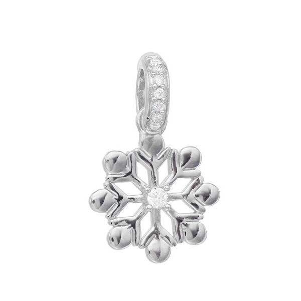 Lavish by TJM Sterling Silver White Cubic Zirconia Snowflake Charm
