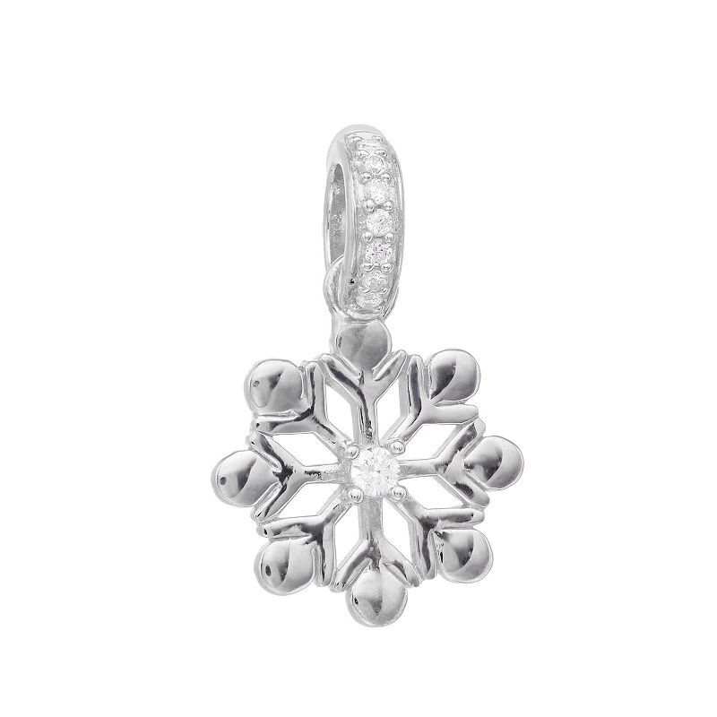 Lavish by TJM Sterling Silver White Cubic Zirconia Snowflake Charm, Womens