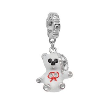 Lavish by TJM Sterling Silver White Cubic Zirconia Tiny Bear Charm