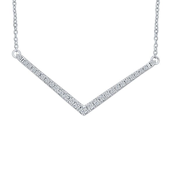 Diamond V-Shaped Chevron Pendant Necklace