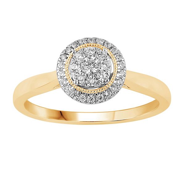 10k Gold 1/4 Carat T.W. Diamond Round Cluster Halo Ring
