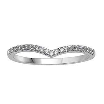 Diamond Medley 10k White Gold 1/8 Carat T.W. Diamond Chevron Stackable Ring