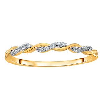 10k Gold Diamond Accent Crisscross Stackable Ring