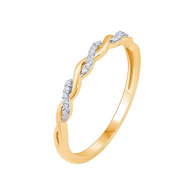 10k Gold Diamond Accent Crisscross Stackable Ring