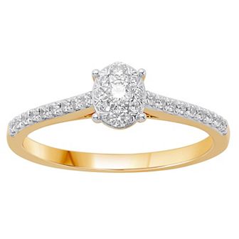 10k Gold 1/4 Carat T.W. Diamond Oval Cluster Ring