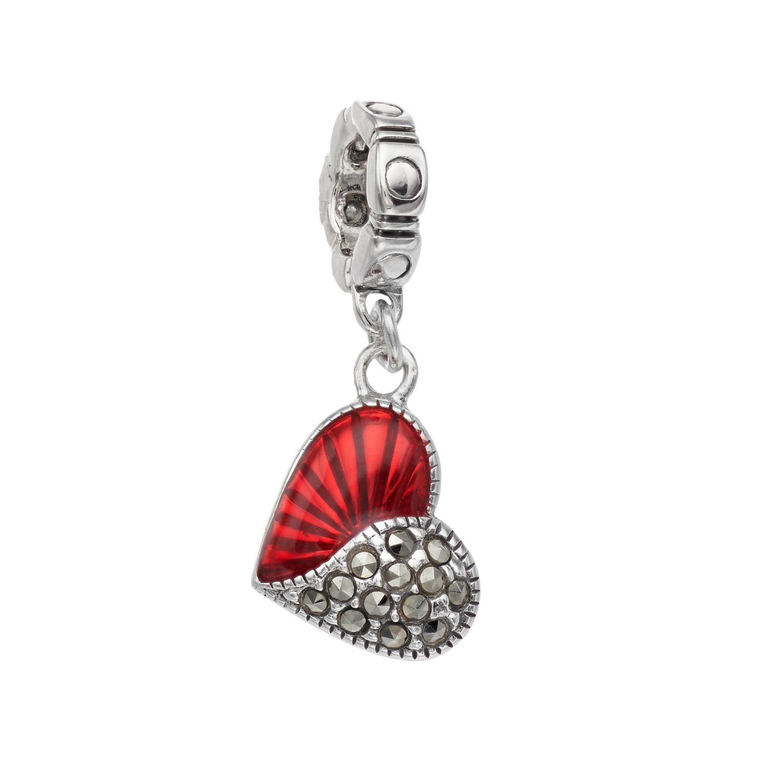 Image for Lavish by TJM Sterling Silver Marcasite Two-Tone Heart Charm at Kohl's.