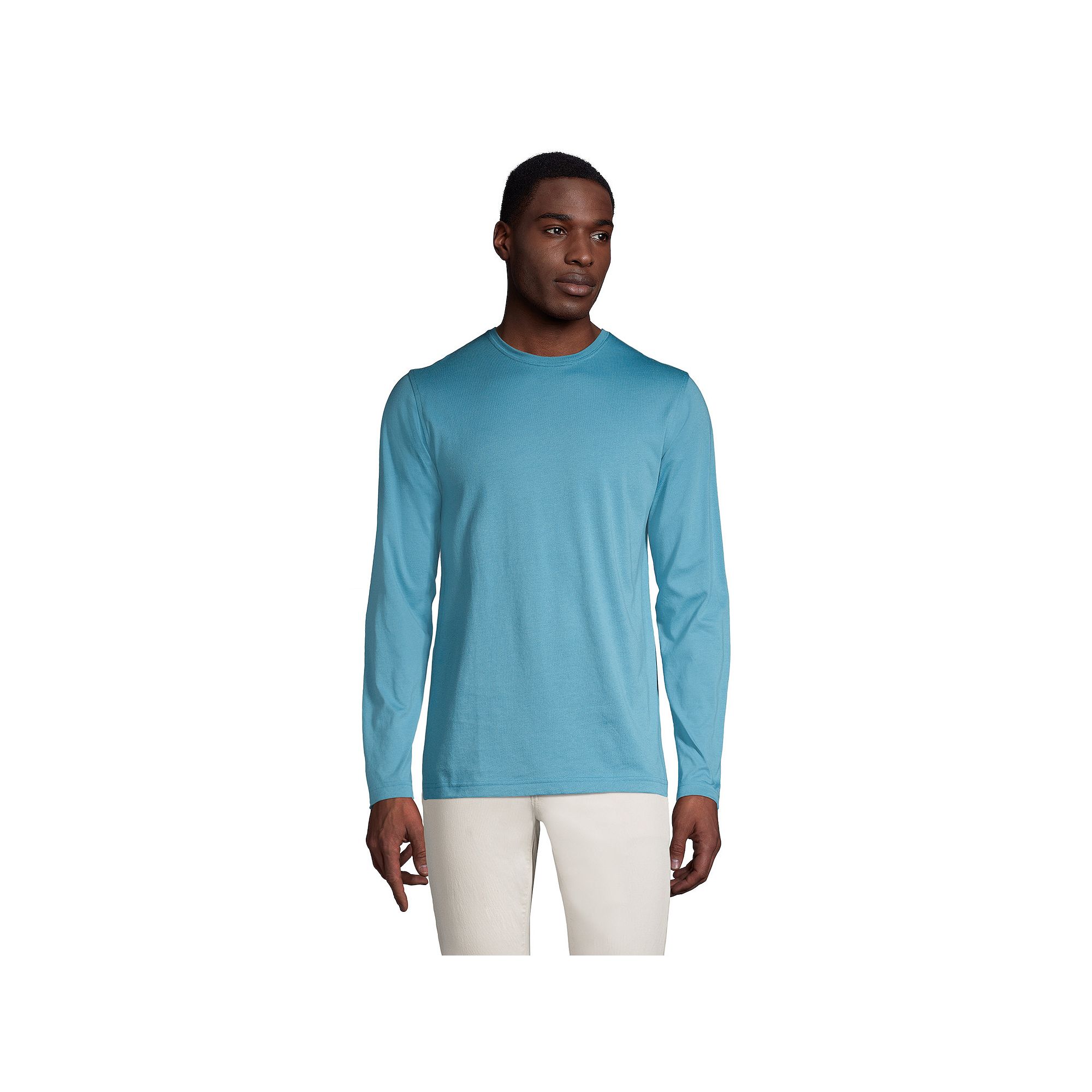 Mens Lands End Classic-Fit Supima Tee, Size: Small, Blue