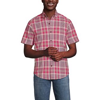 Men's Lands' End Classic-Fit Tailored-Fit Madras Plaid Button-Down Shirt