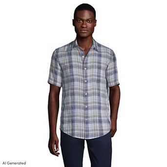Men's Lands' End Traditional-Fit Linen Button-Down Shirt