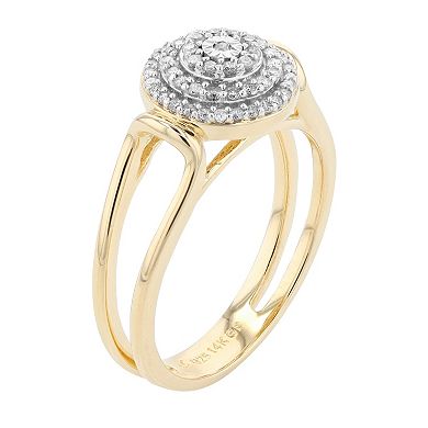 14k Gold Over Sterling Silver 1/5 Carat T.W. Diamond Ring 