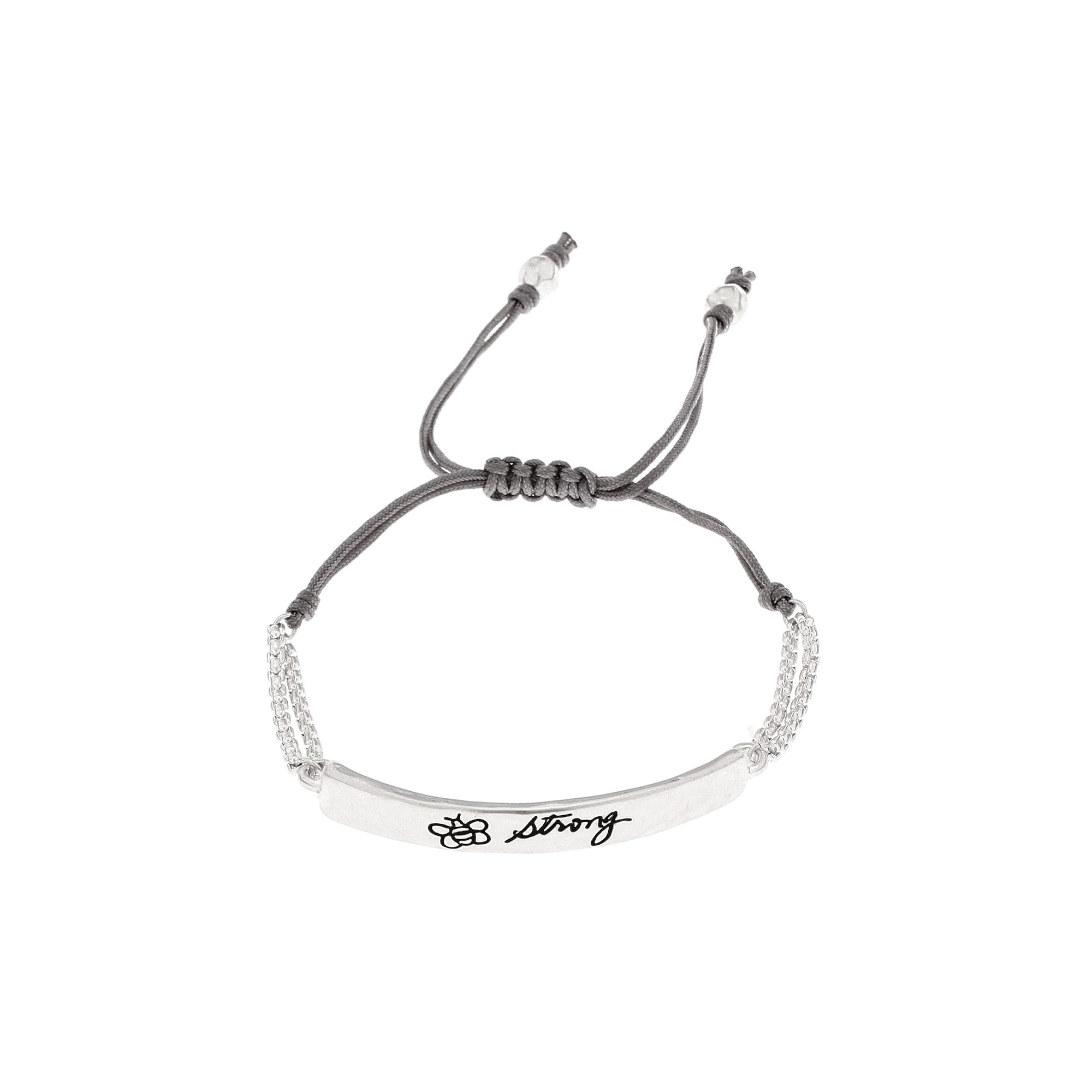 Bella Uno Silver Tone BEE Strong Adjustable Cord Bracelet, Womens