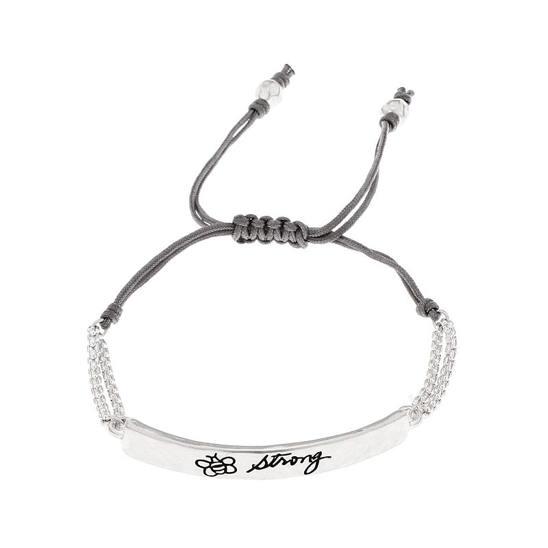 Bella Uno Silver Tone BEE Strong Adjustable Cord Bracelet, Womens, Multico