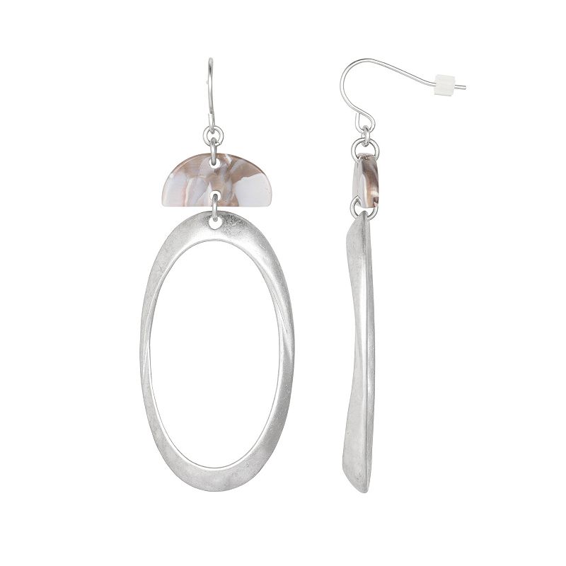 Bella Uno Silver Tone Acetate Oval Drop Earrings, Womens, Multicolor
