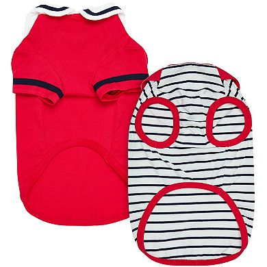 Blueberry Pet Sailor Suit Dog T-Shirts 2-Pack