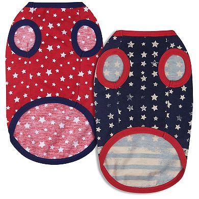 Blueberry Pet Stars & Stripes Dog T-Shirts 2-Pack