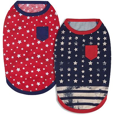 Blueberry Pet Stars & Stripes Dog T-Shirts 2-Pack